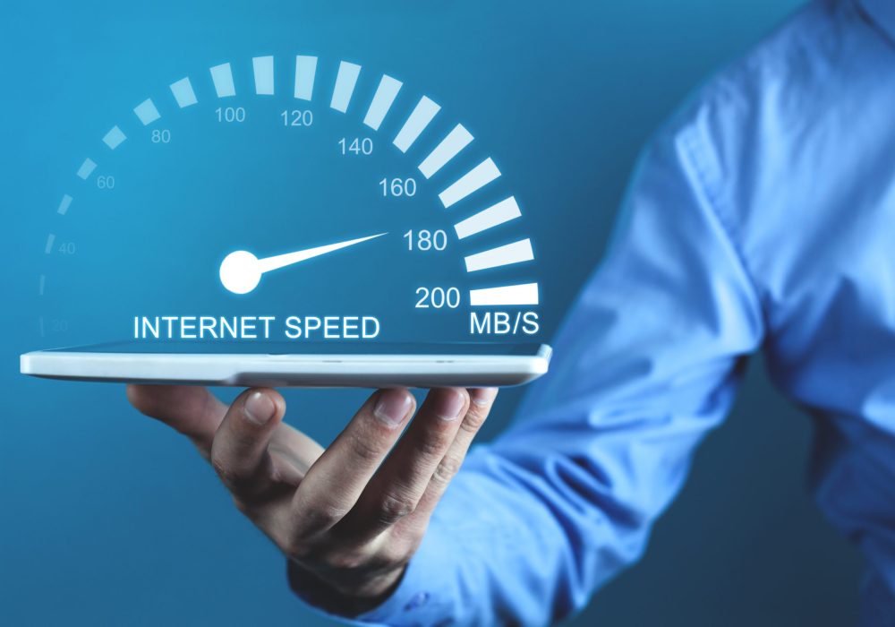 Internet speed measurement. Internet and technology concept